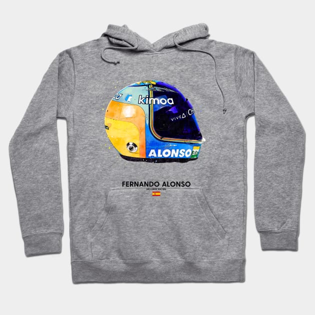 F1 2020 Fernando Alonso Crash Helmet Hoodie by DB Motorsport Designs